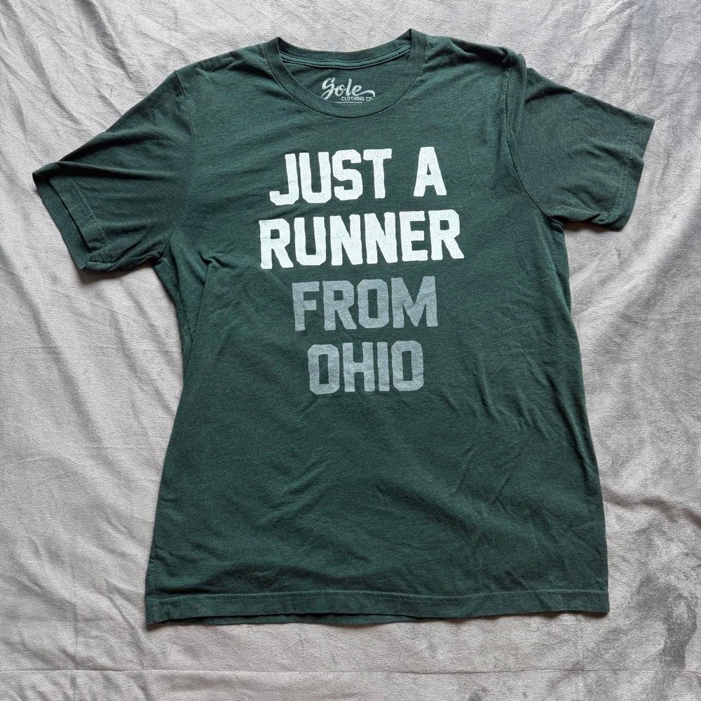 Sole Clothing Co. T-Shirt Mens L Green Just A Runner From Ohio Graphic Tee Crew